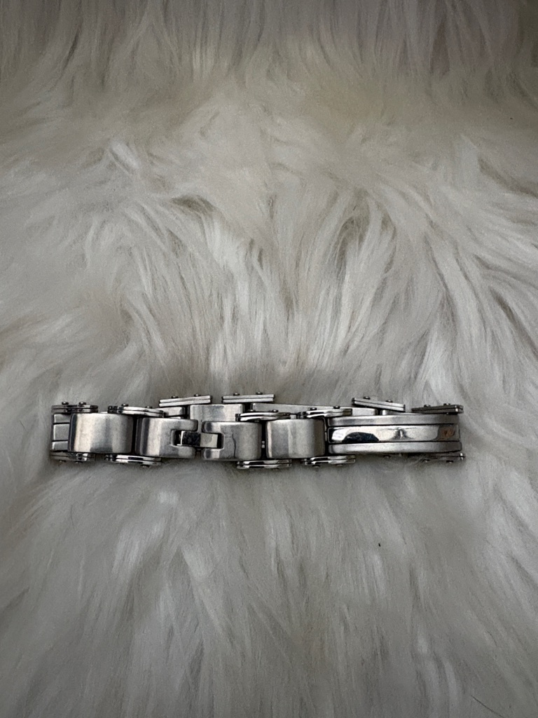 Mens Silver Stainless Steel Link Bracelet